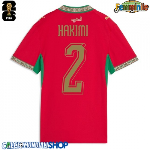 Maglie da calcio Marocco Achraf Hakimi #2 Prima Maglia Femminile Mondiali 2026  Manica Corta